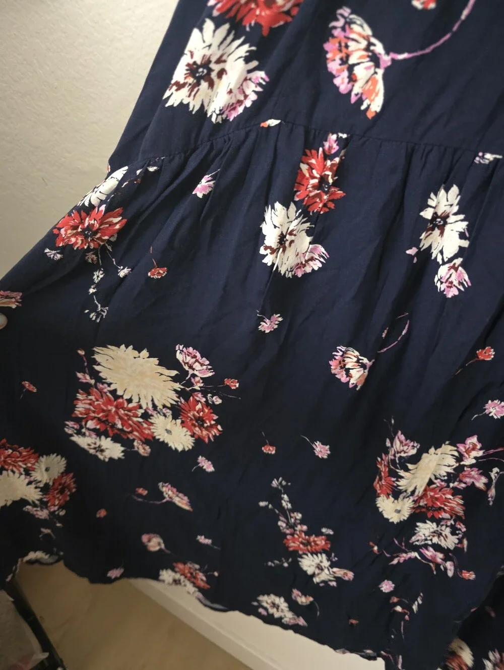NWT Torrid Navy Floral Button Front Back Zip Stretch Challis Maxi Skirt